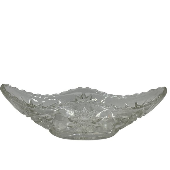 VTG Anchor Hocking EAPC Starburst Banana Split Dish Pressed Glass Relish Bowl 9" - Picture 1 of 5